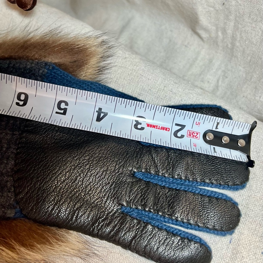 Moncler Wool, Cashmere, Marmot Fur Gloves Made in Italy Blue Grey NWT - Picture 14 of 14